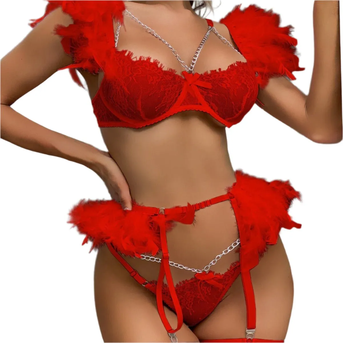 Angel Gone Wild Feather & Chain Lingerie