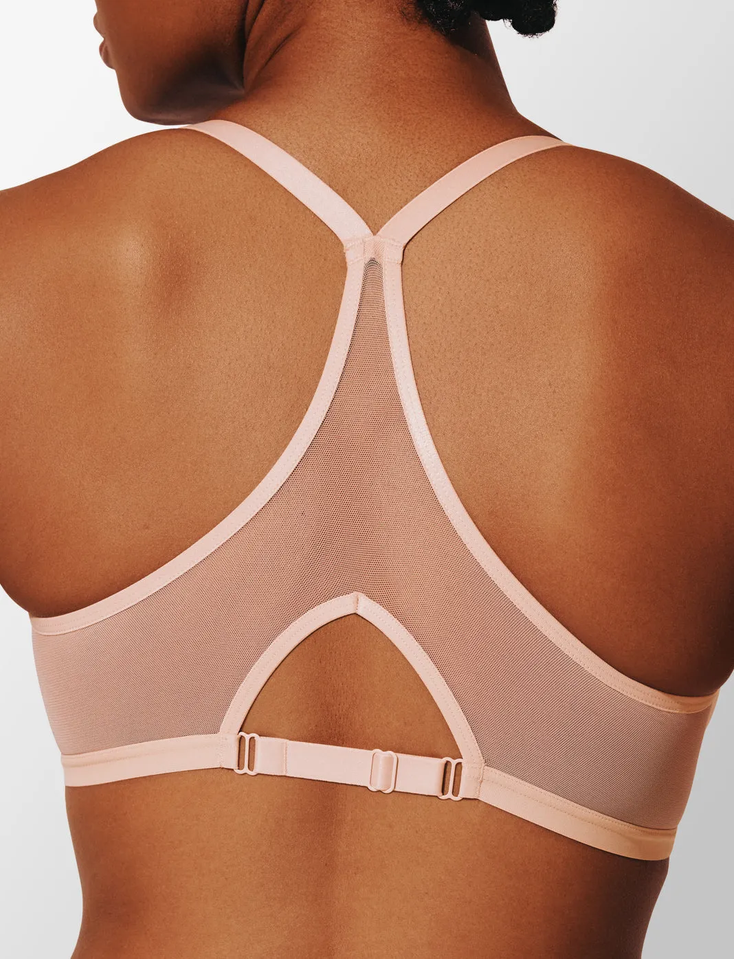 Bare Mesh Front Close Racerback Bra