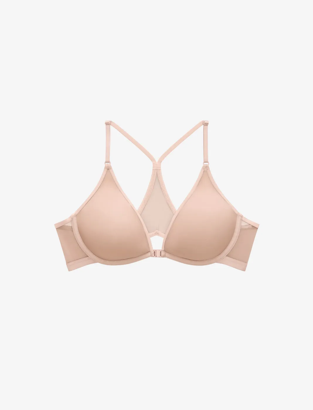 Bare Mesh Front Close Racerback Bra