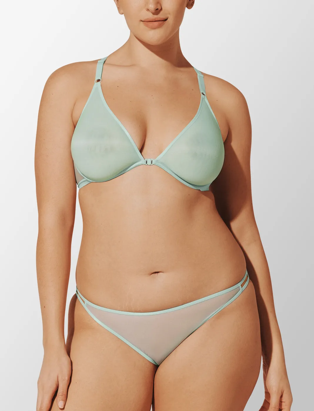 Bare Mesh Front Close Racerback Bra