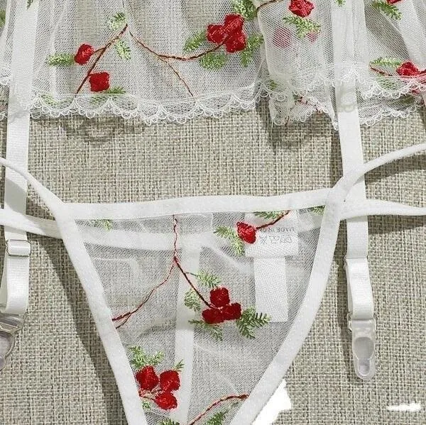 Blooming Temptress Three Piece Lingerie Set