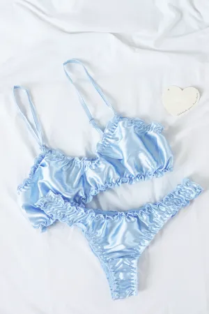 Blue Silk Lingerie Set