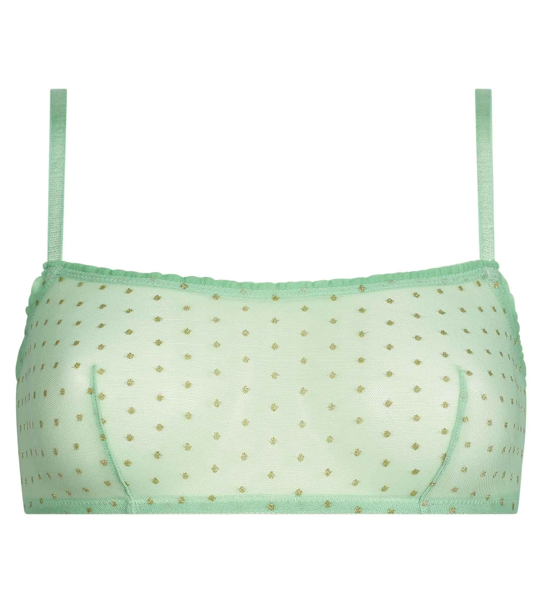 Bralette en tulle transparent Vert et pois lurex Dim Shiny Mesh