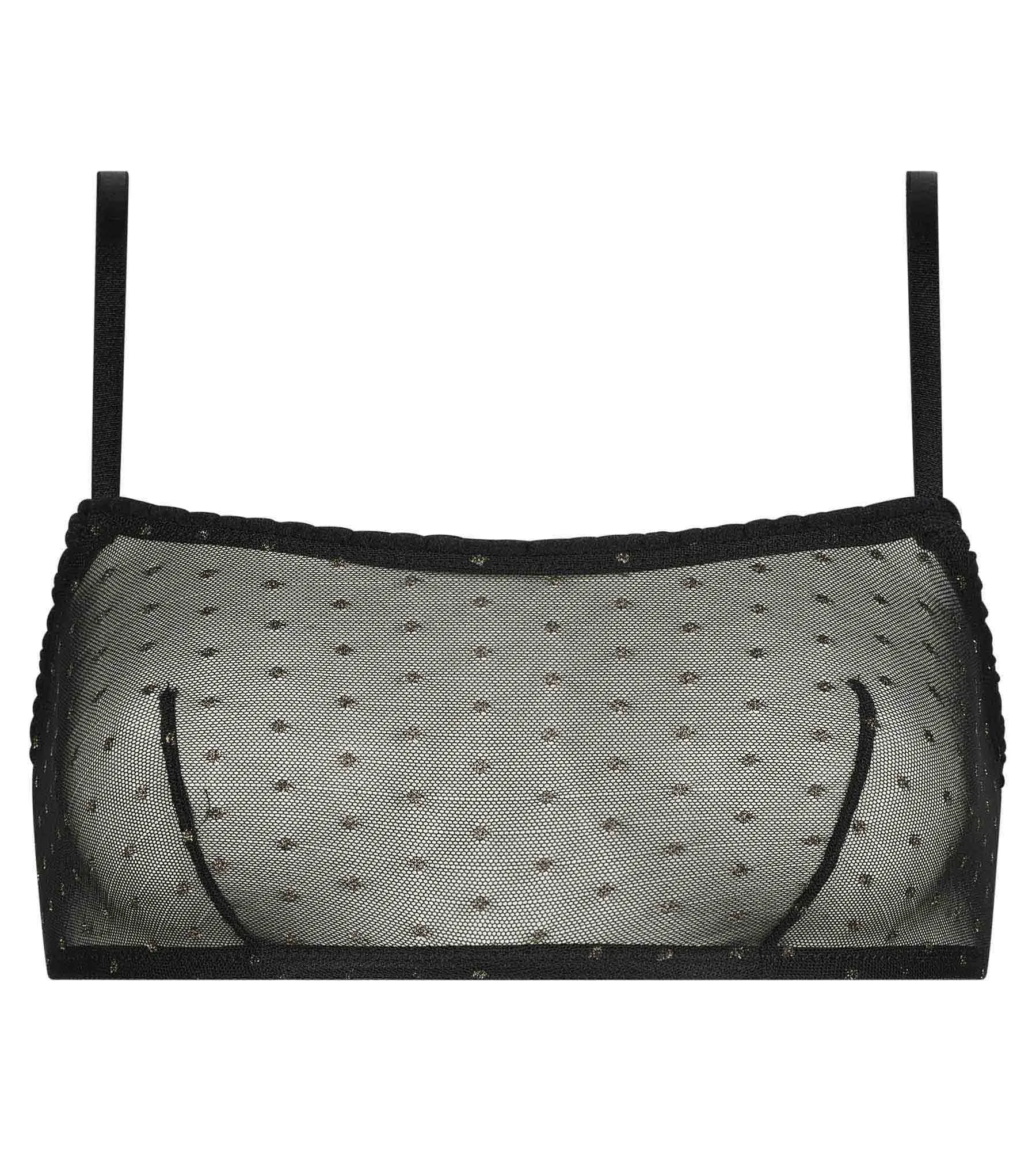 Bralette femme en tulle translucide Noir et pois Lurex Dim Shiny Mesh