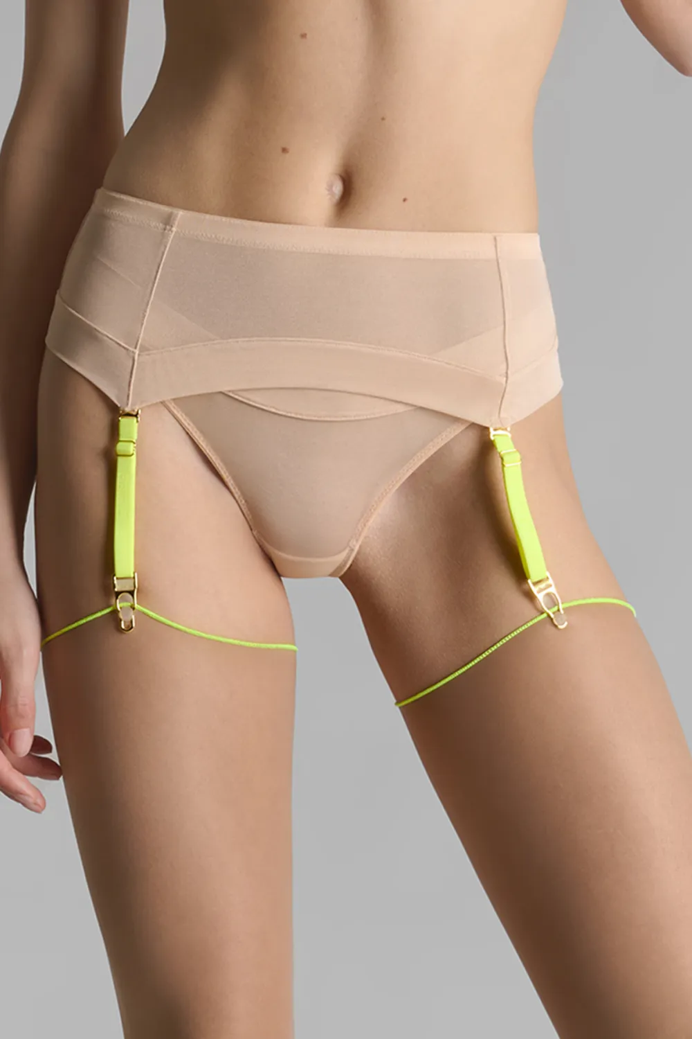 Corps à Corps Suspender Belt Vanilla/Neon Yellow