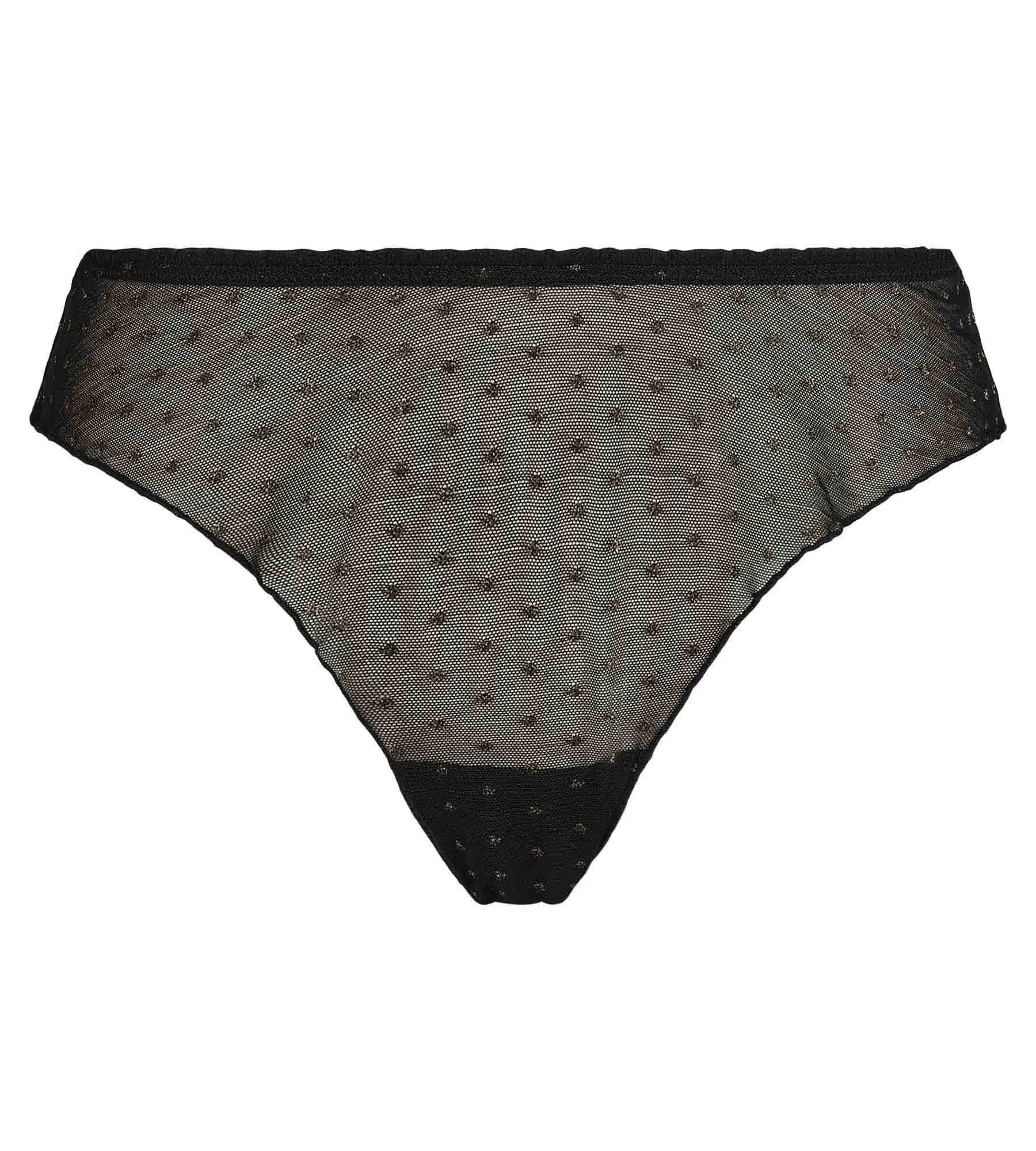Culotte bloomer en tulle translucide Noir et pois Lurex Dim Shiny Mesh
