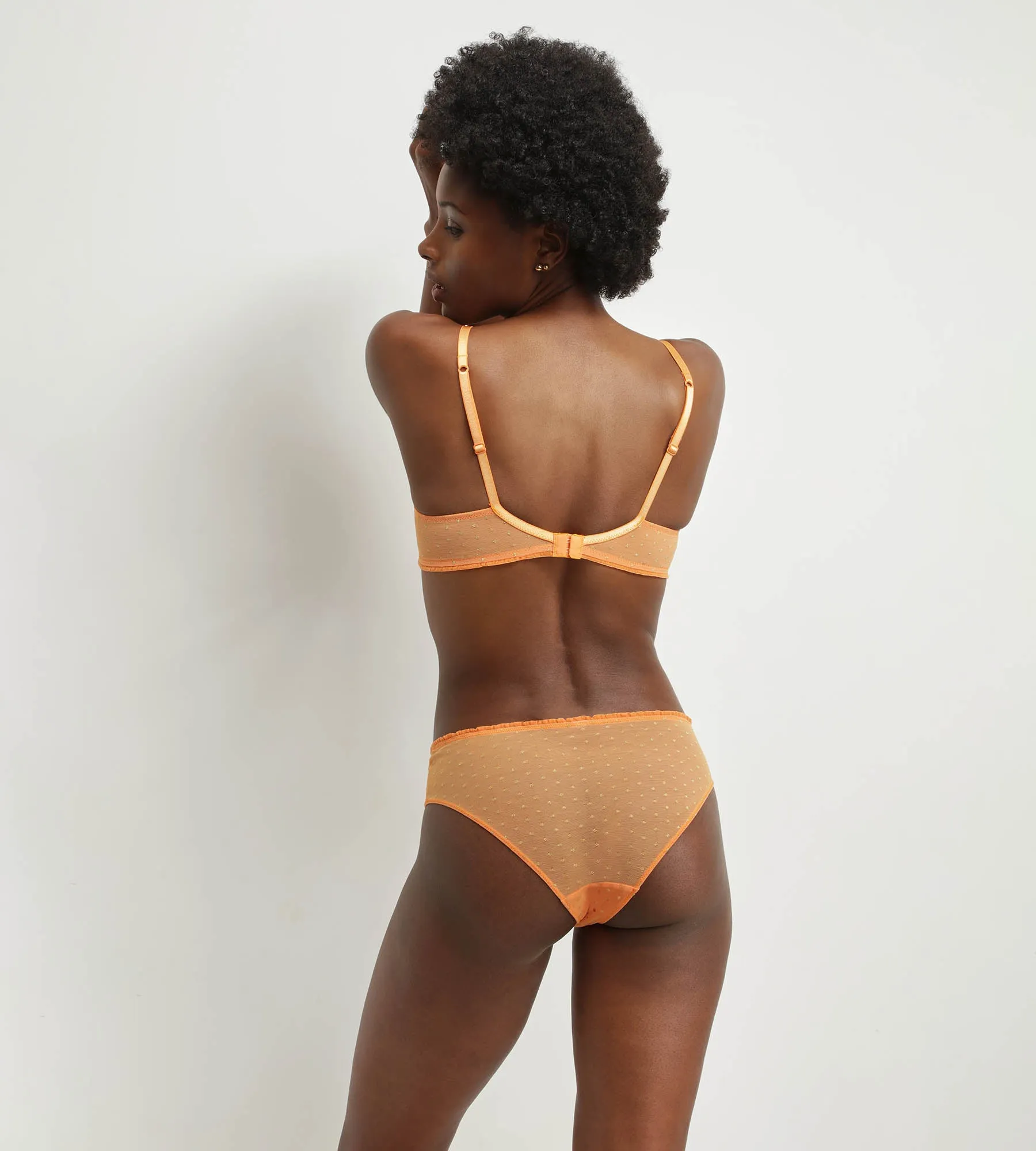 Culotte midi en tulle transparent et pois lurex Orange Dim Shiny Mesh