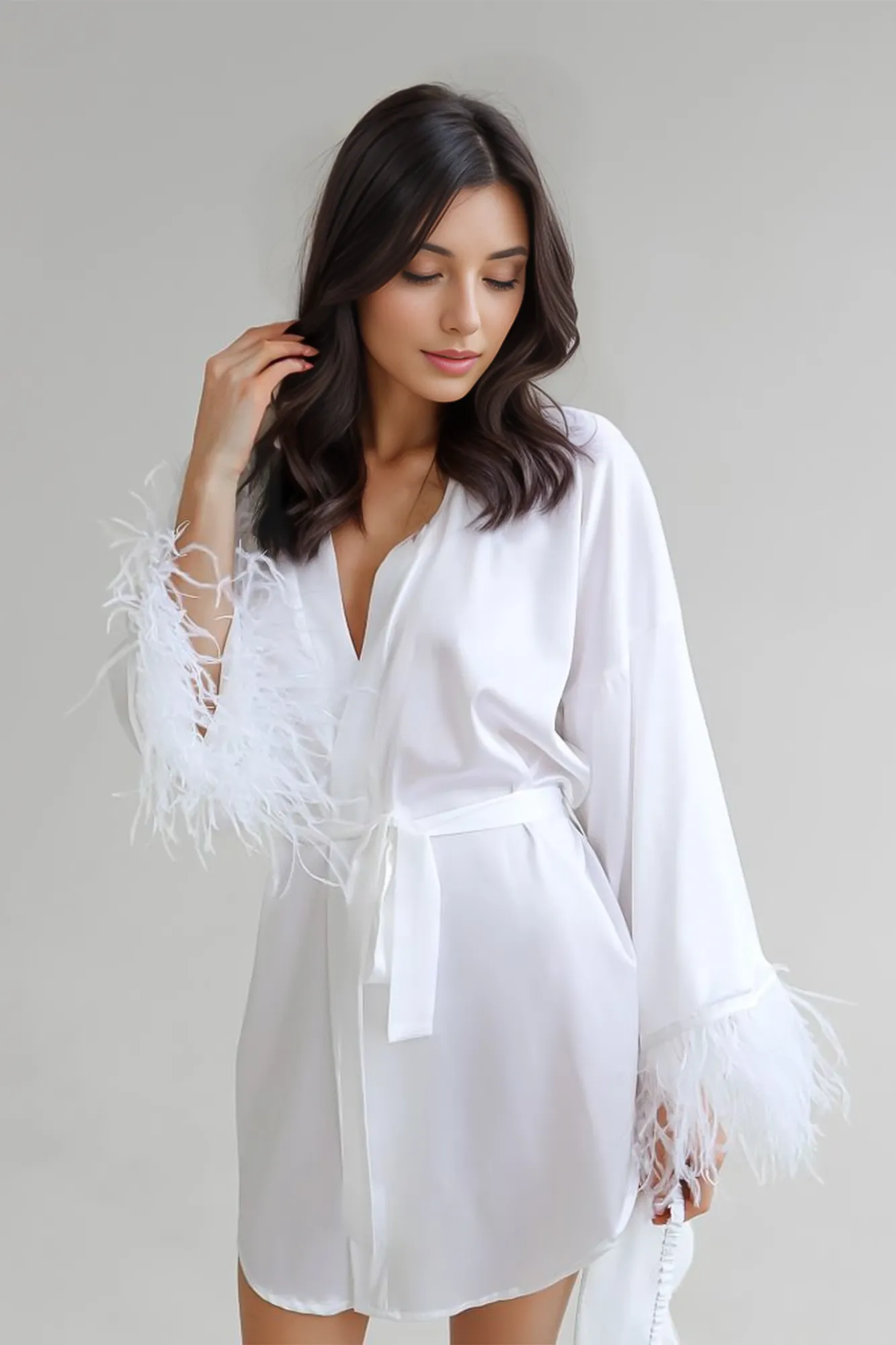 Feather Robe in White