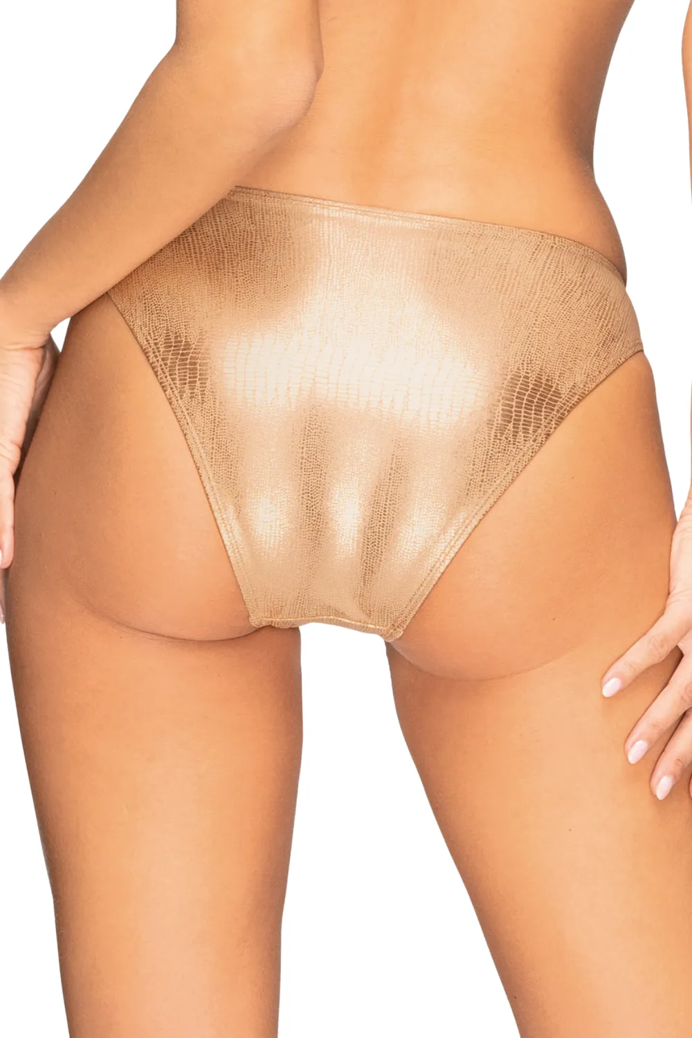 Filipines Snake Print Bikini Bottom in Gold