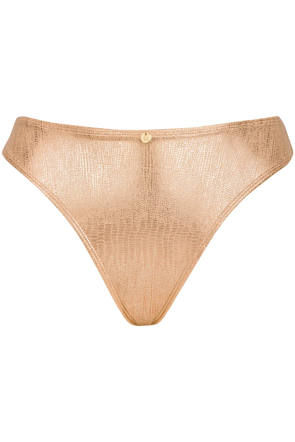 Filipines Snake Print Bikini Bottom in Gold
