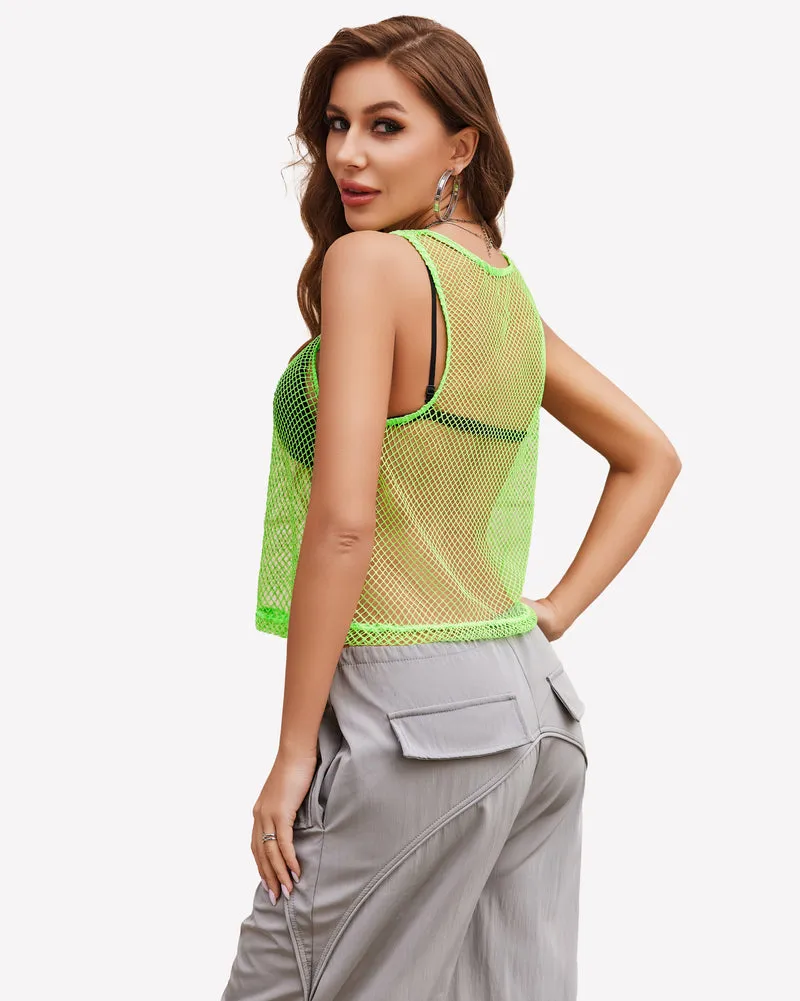 Fishnet Top Sleeveless Fishnet Blouses Shirt