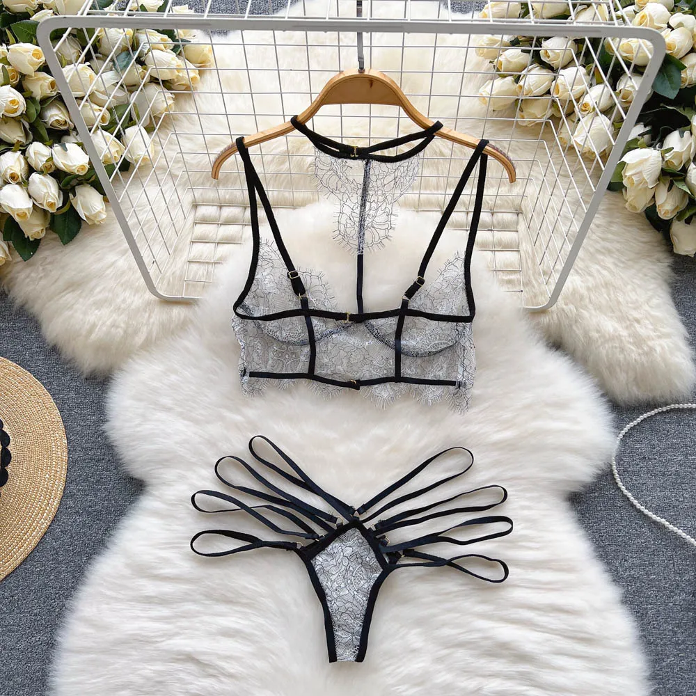 Fleur Noir Strappy Lingerie