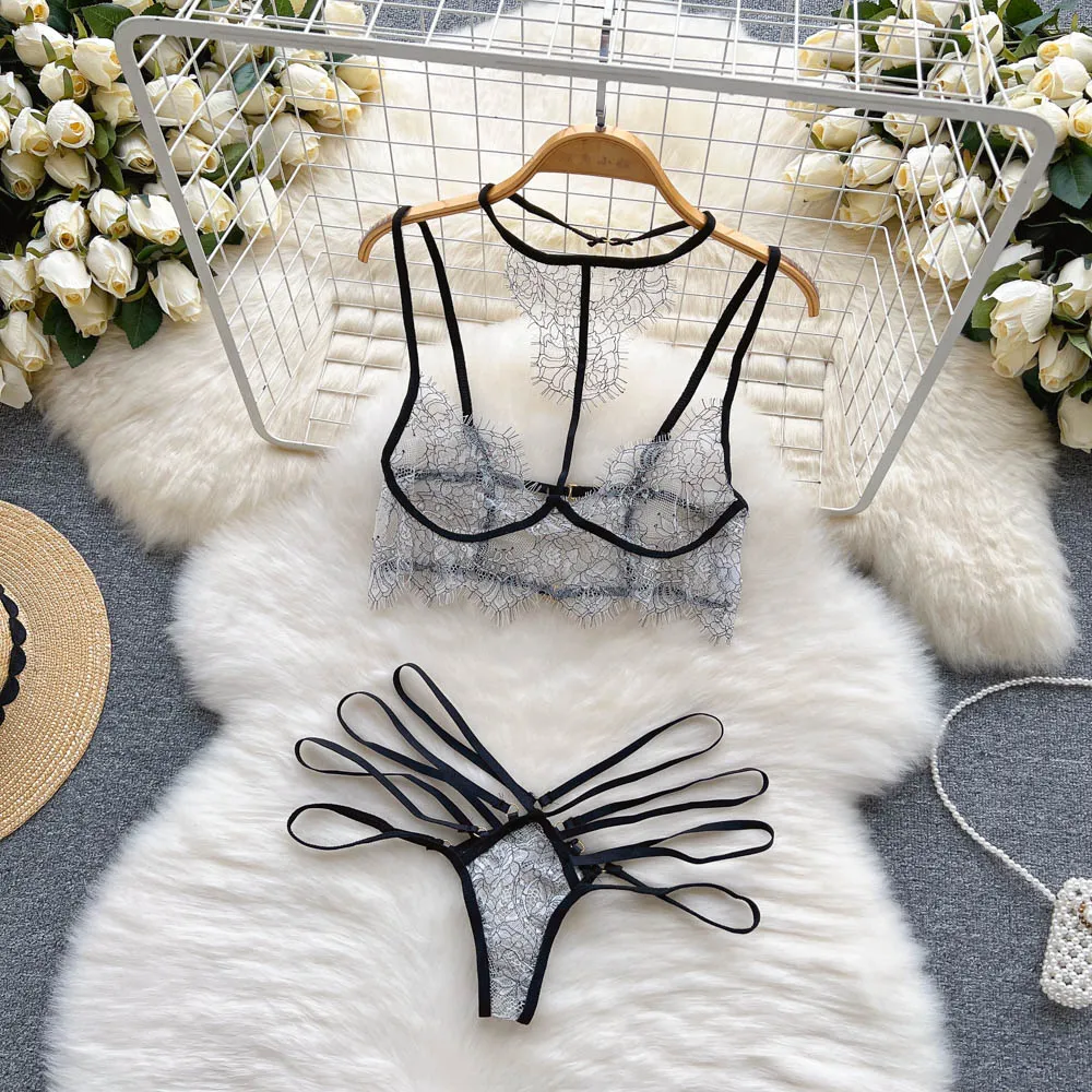 Fleur Noir Strappy Lingerie