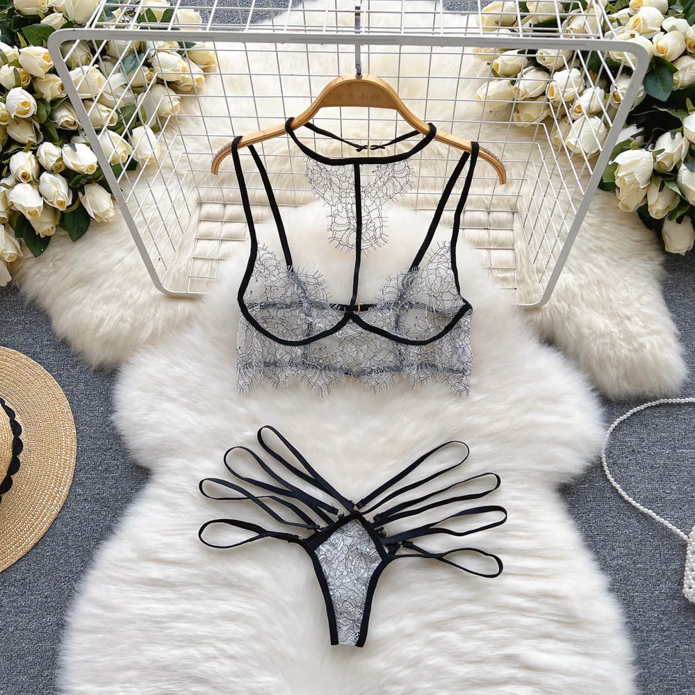 Fleur Noir Strappy Lingerie