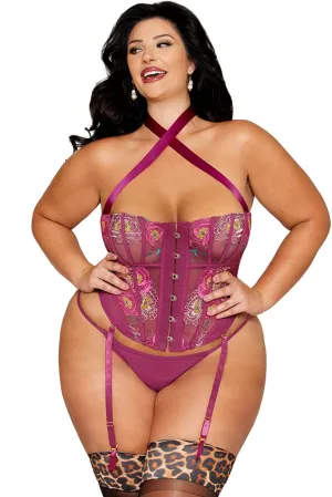 Floral Embroidery Bustier Set