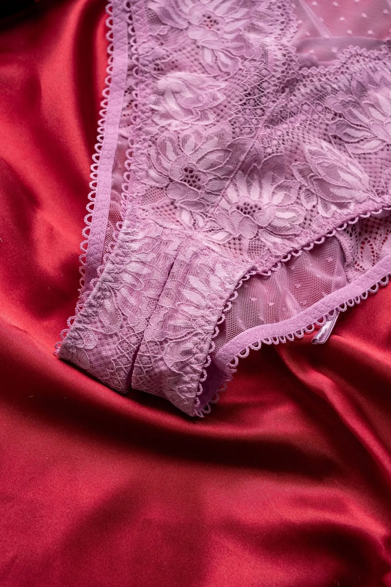 High Waist Lace Up Crotchless Panty - Lilac