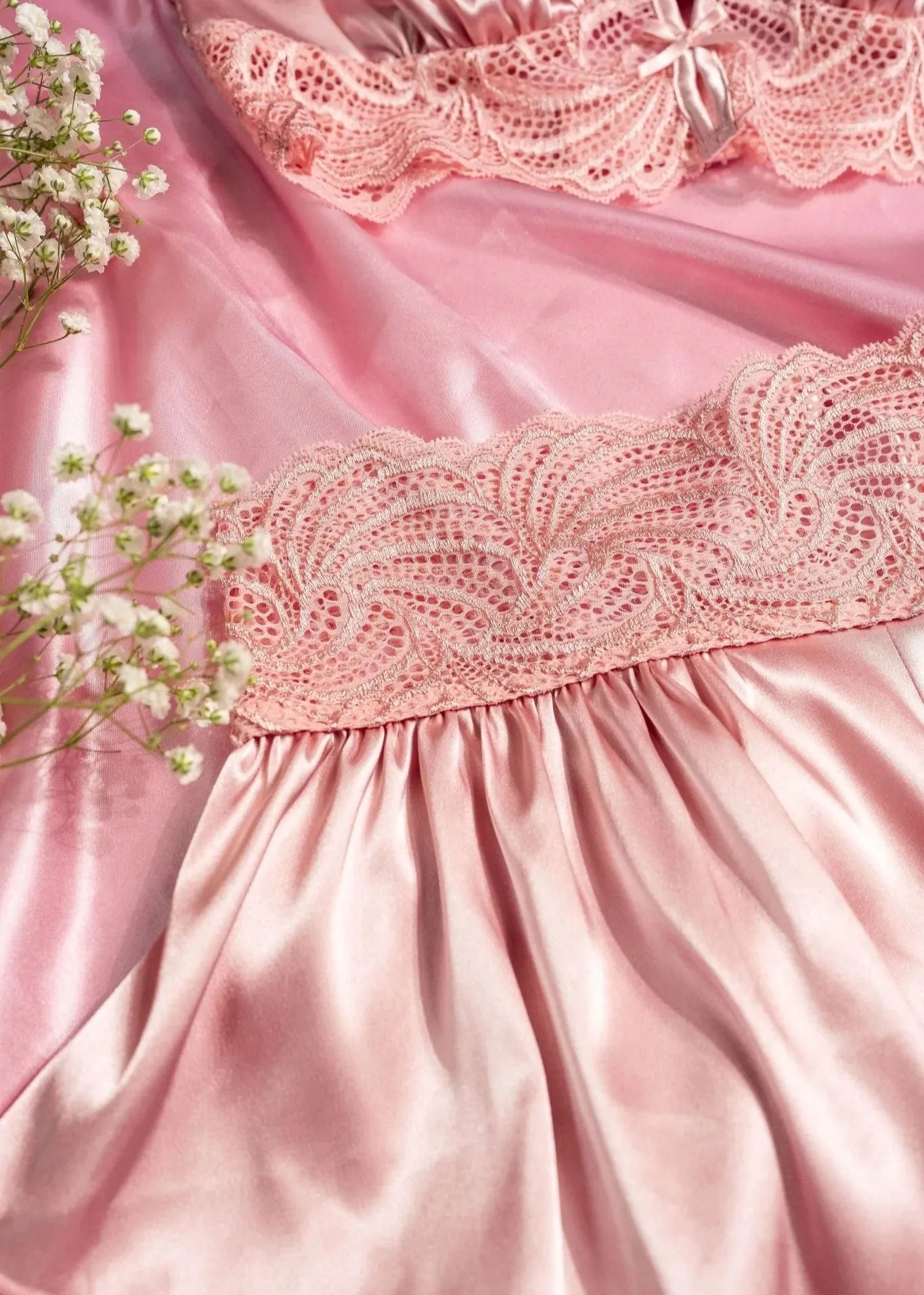 High Waist Lacy Satin Tap Shorts - Blush