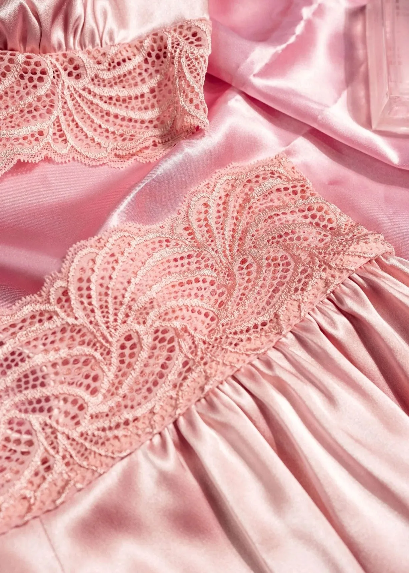 High Waist Lacy Satin Tap Shorts - Blush