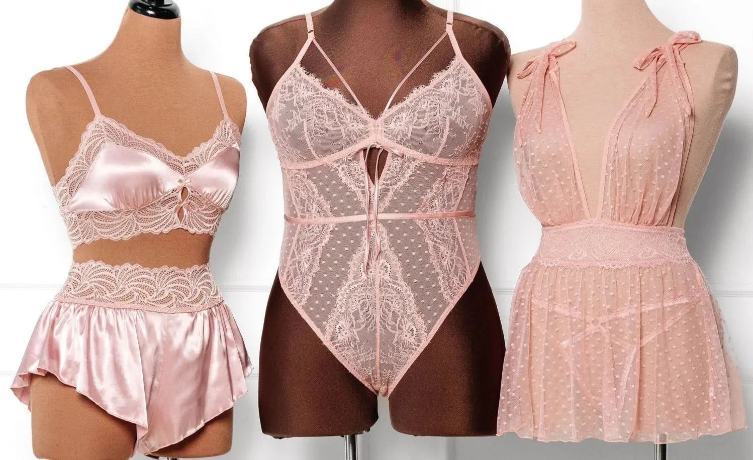 High Waist Lacy Satin Tap Shorts - Blush