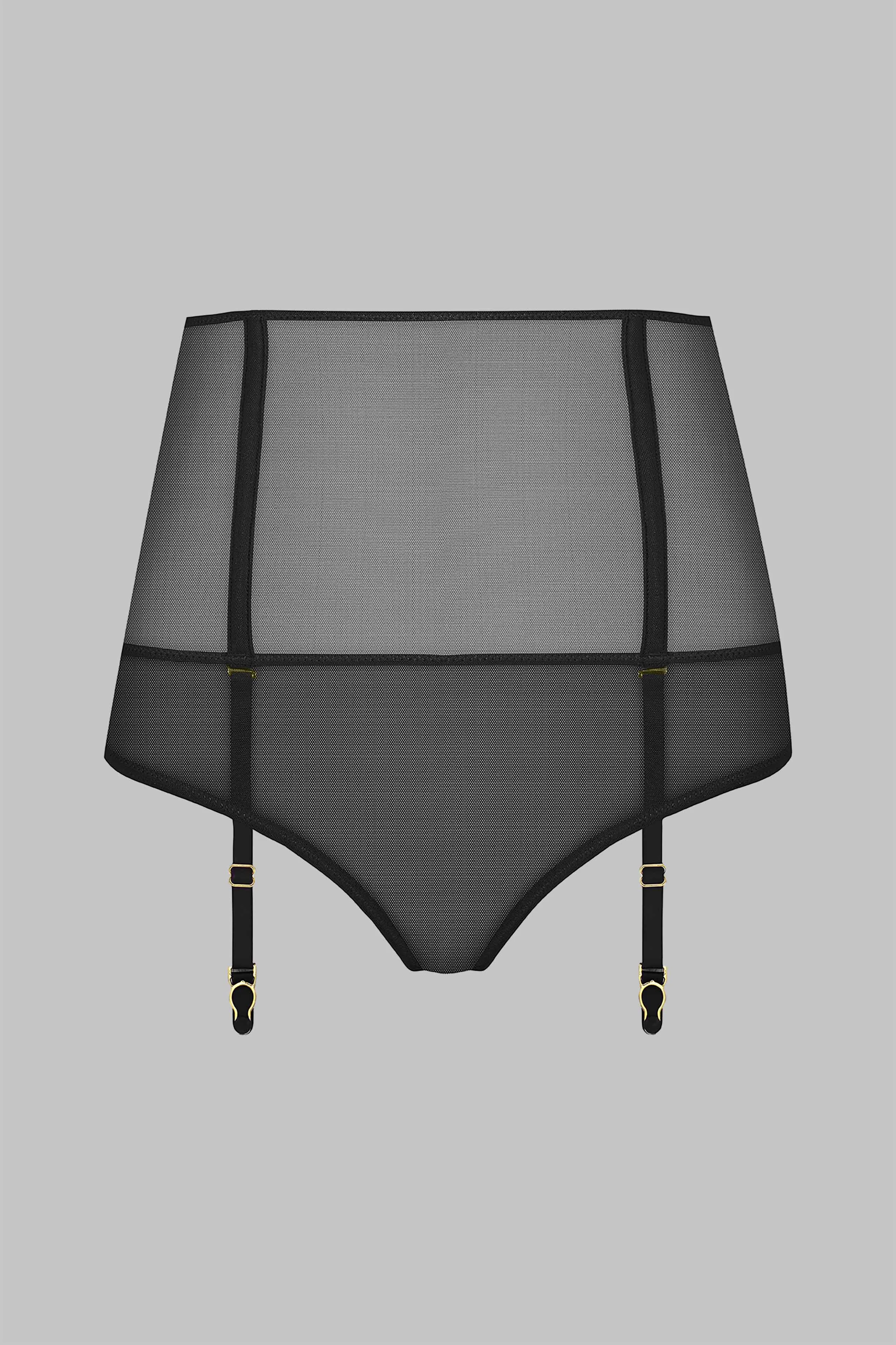 High waist open thong with garter belt - L'Amoureuse