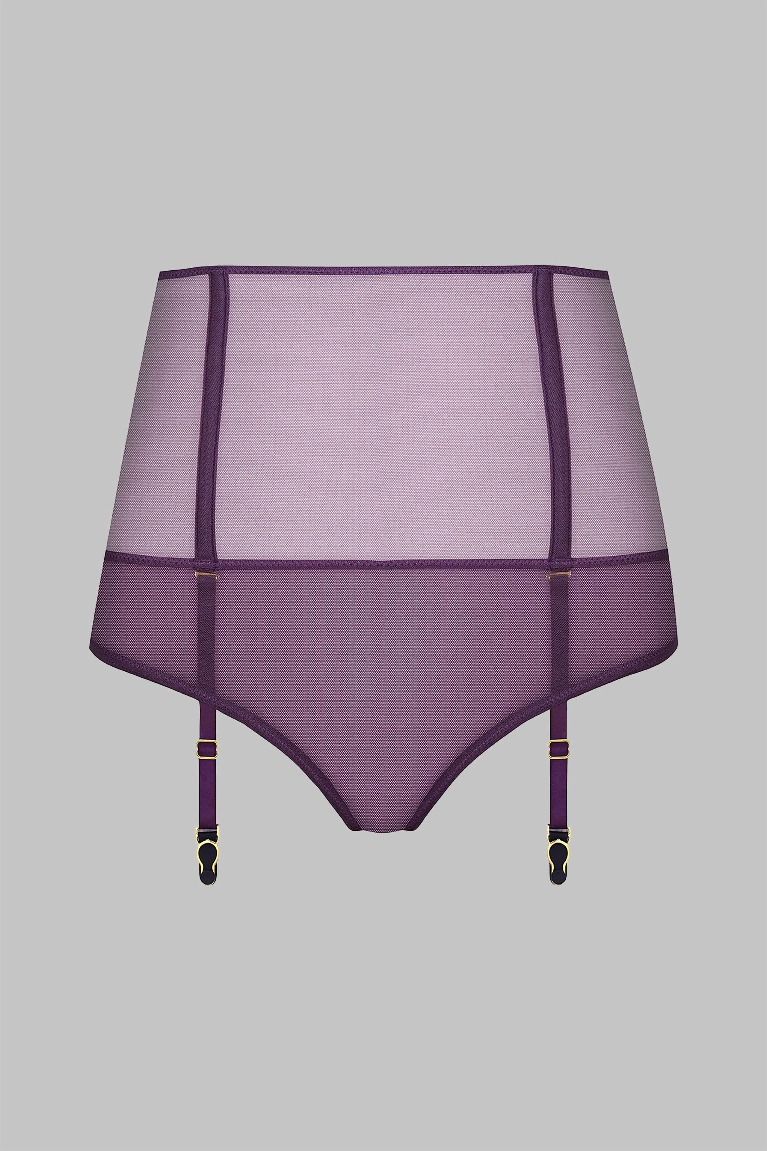 High waist open thong with garter belt - L'Amoureuse