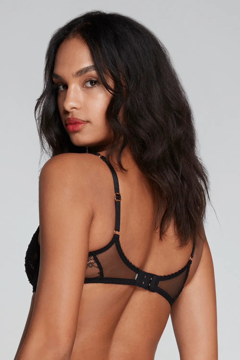 Hinda Demi Cup Plunge Bra Black. UK 32D