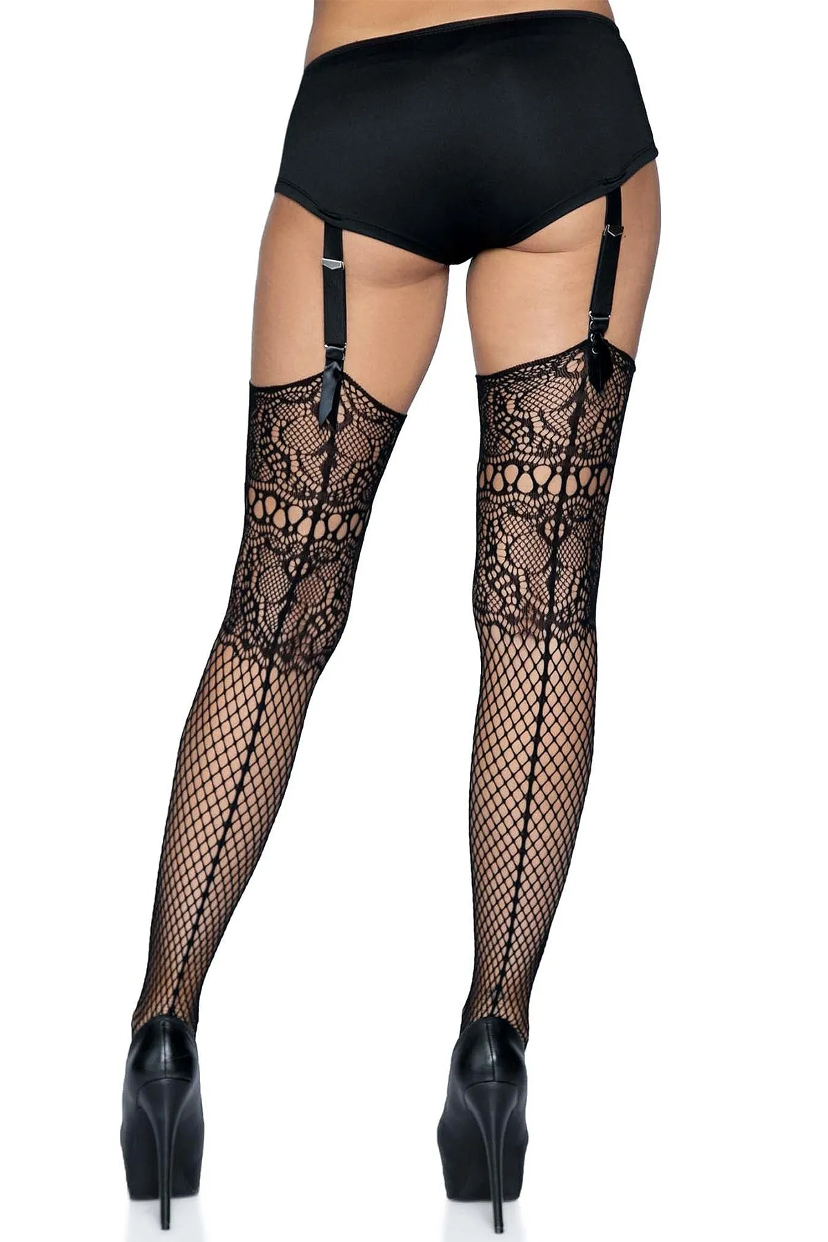 Intricate Seamed Lace Top Stockings