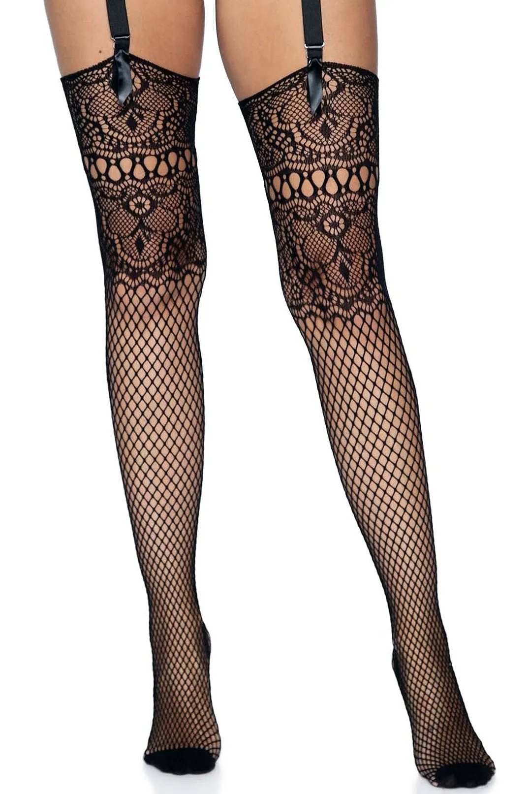 Intricate Seamed Lace Top Stockings