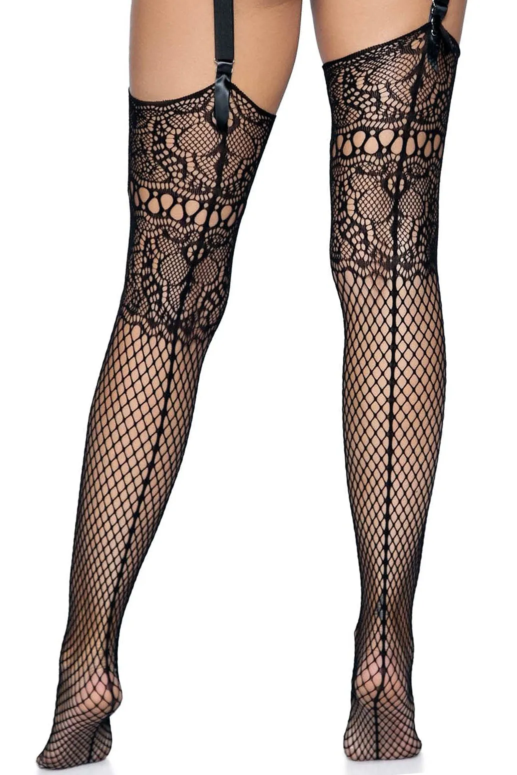Intricate Seamed Lace Top Stockings