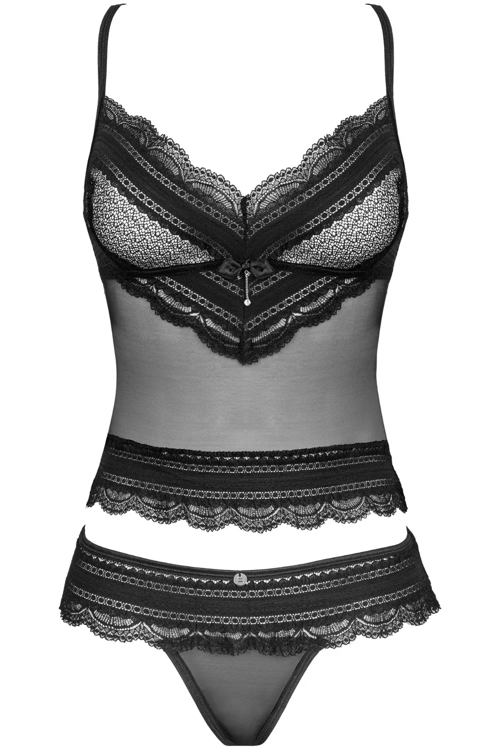 Ivannes Top & Thong Set in Black