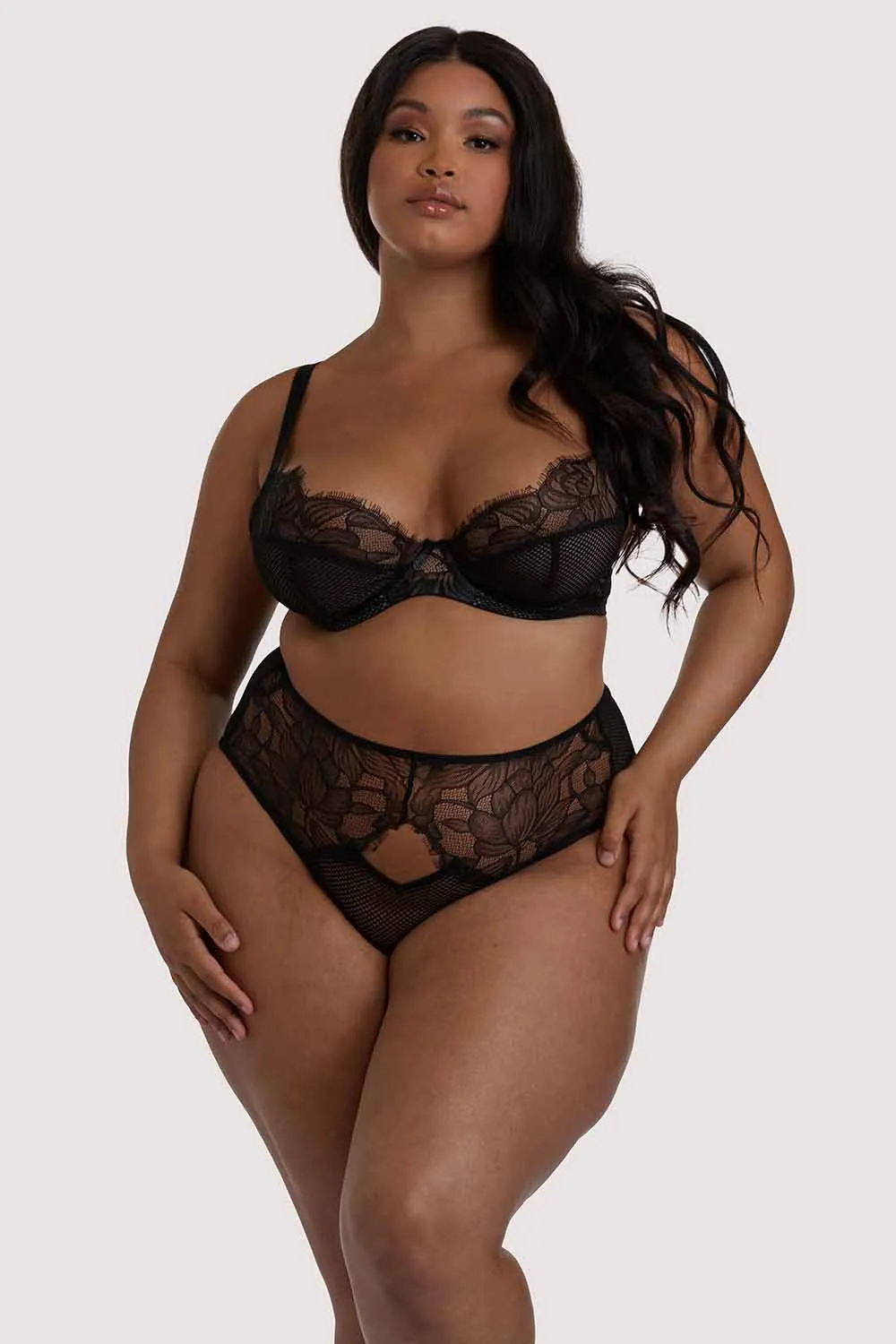 Khloe Black Floral Highwaist Brief