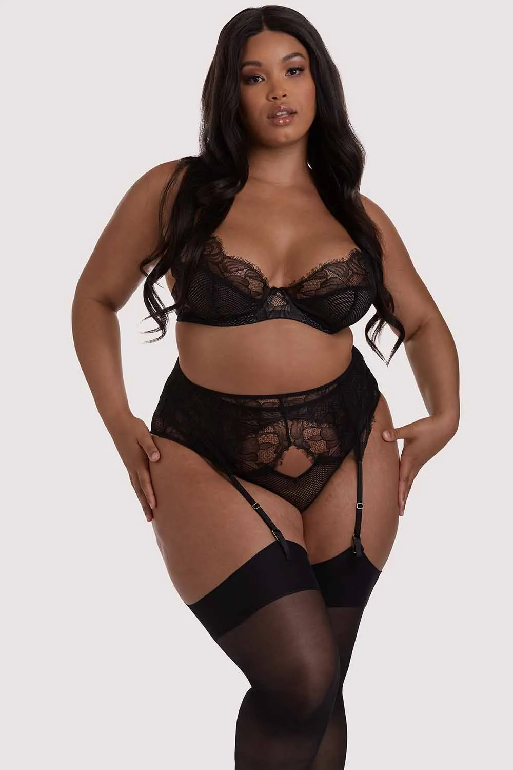 Khloe Black Floral Suspender