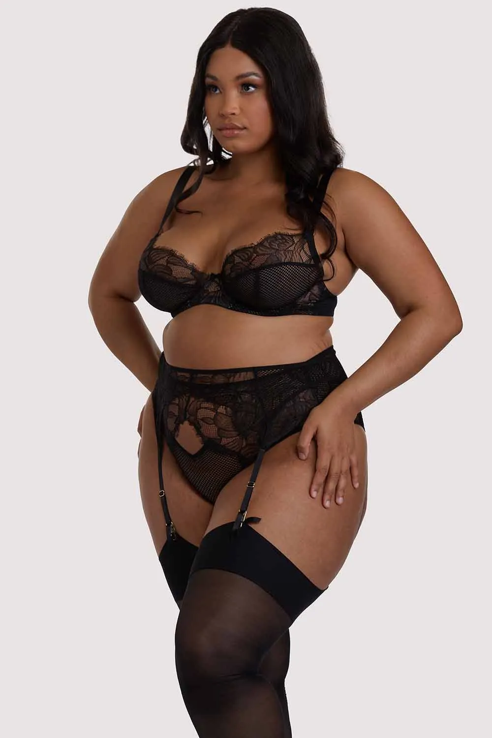 Khloe Black Floral Suspender