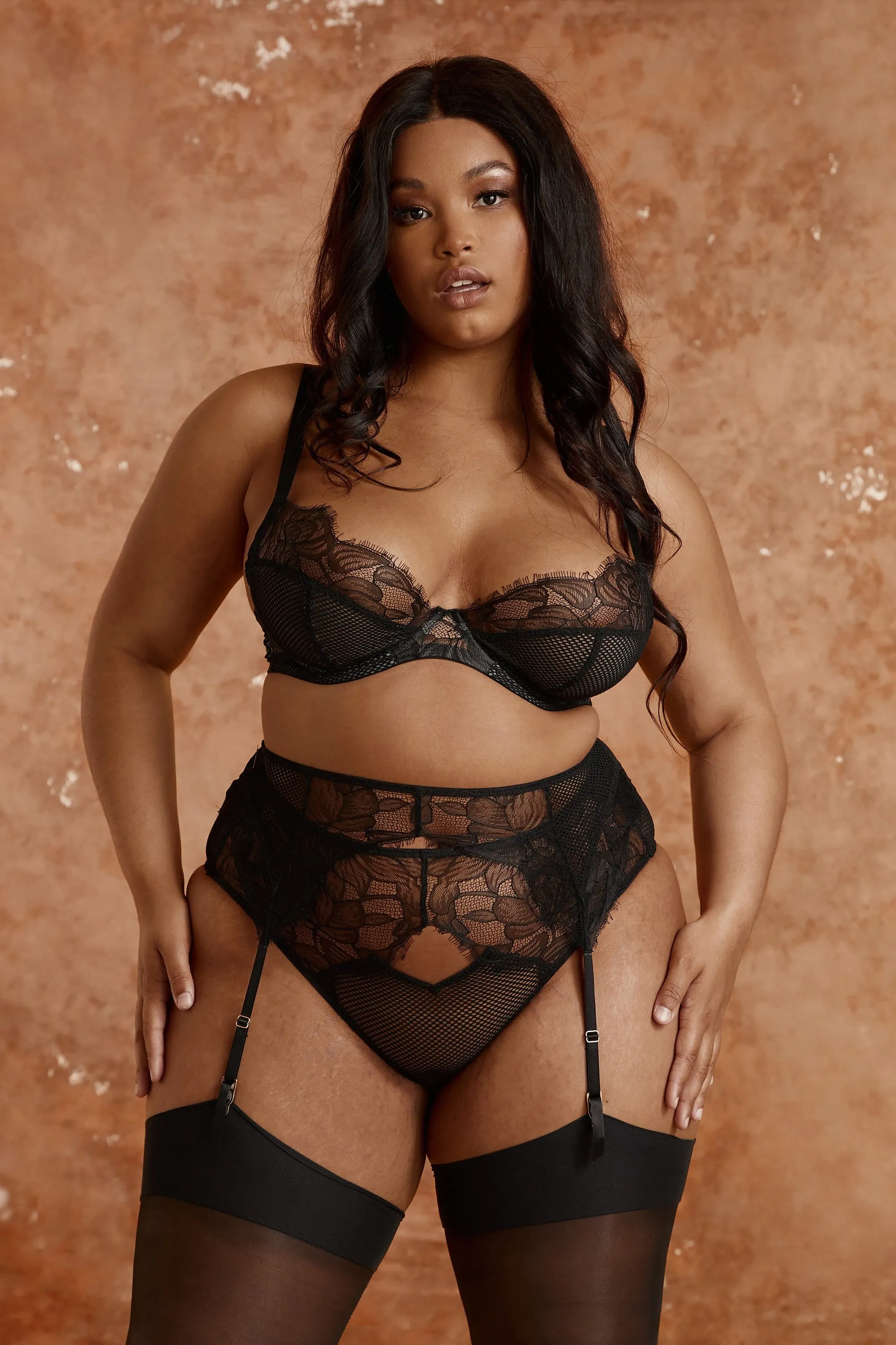 Khloe Black Floral Suspender
