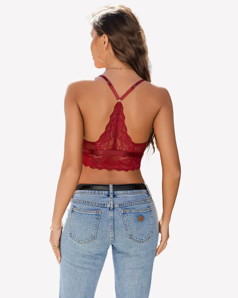 Lace Bra V Neck Racerback Cami Tank