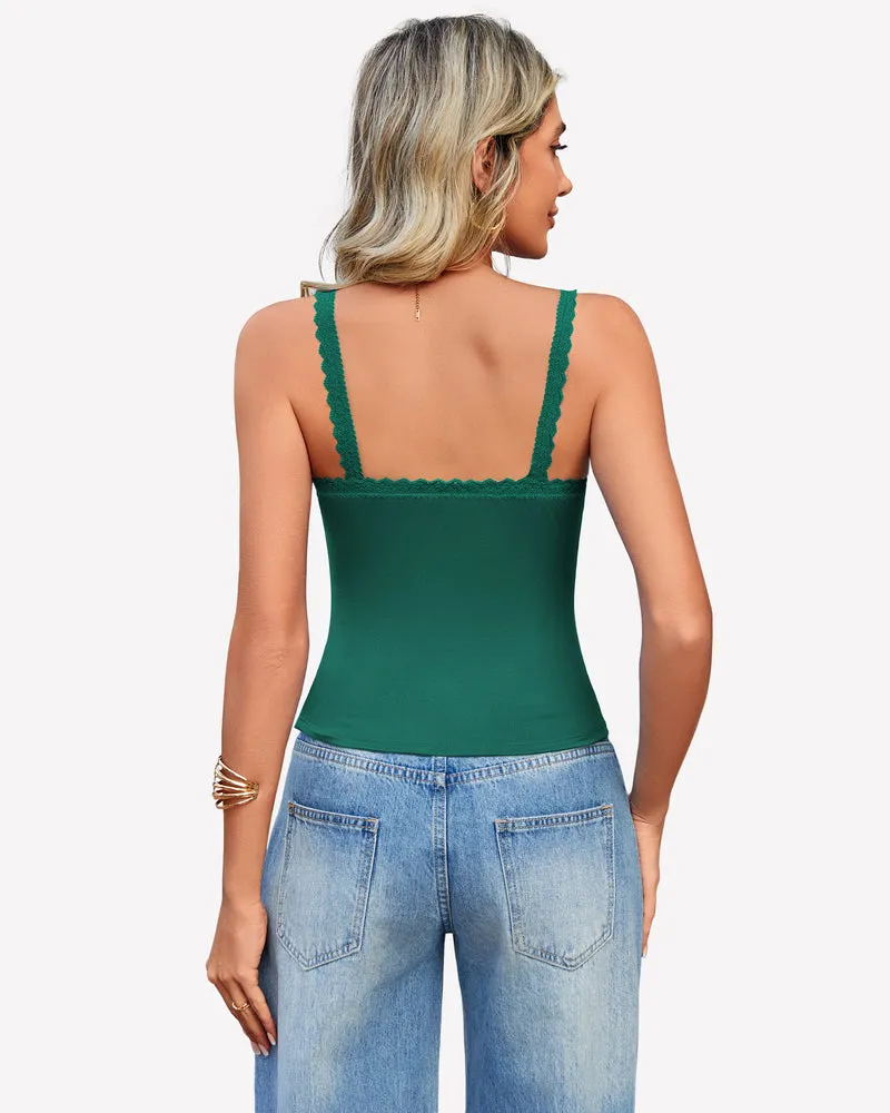 Lace Tank Top Y2k Square Neck Undershirts