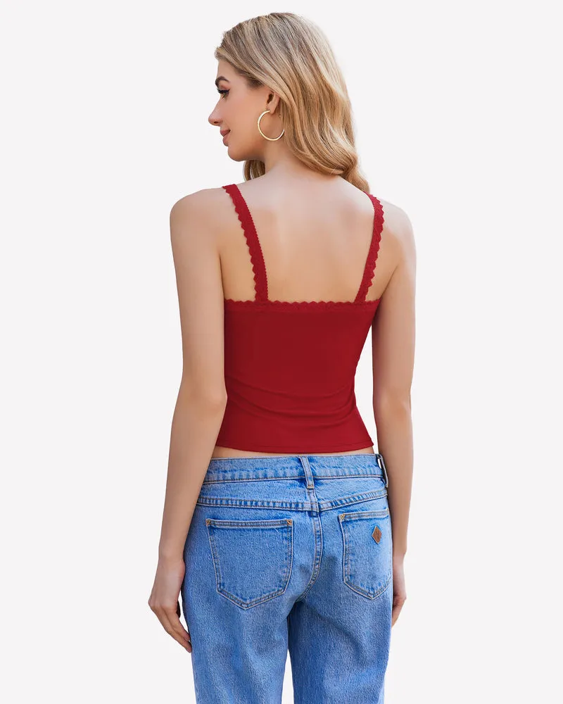 Lace Tank Top Y2k Square Neck Undershirts