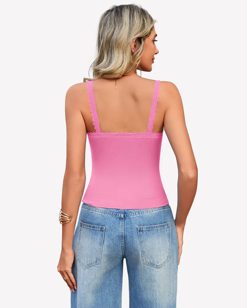Lace Tank Top Y2k Square Neck Undershirts