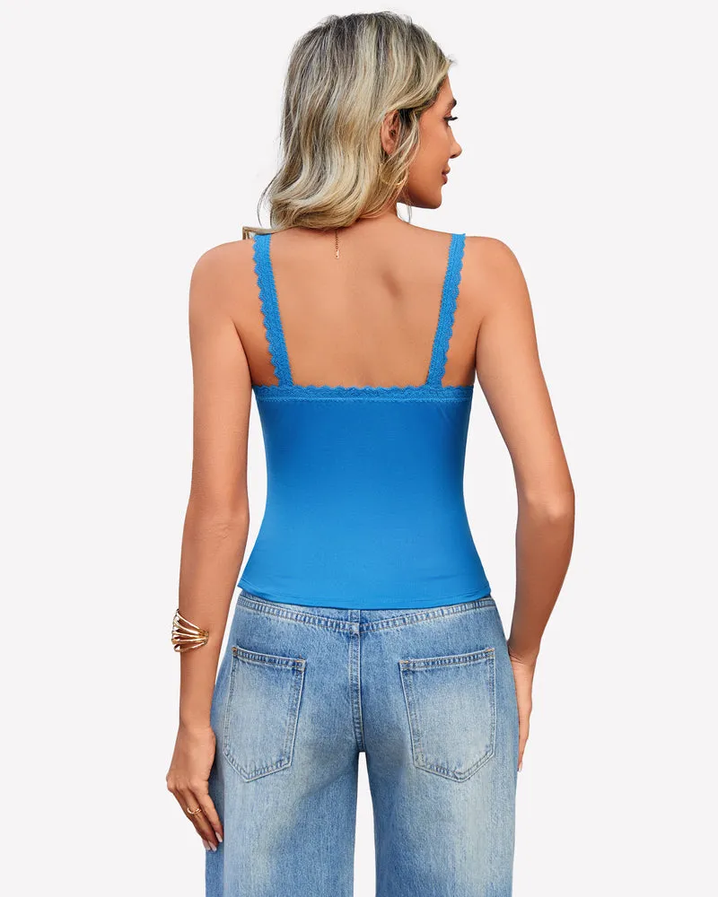 Lace Tank Top Y2k Square Neck Undershirts