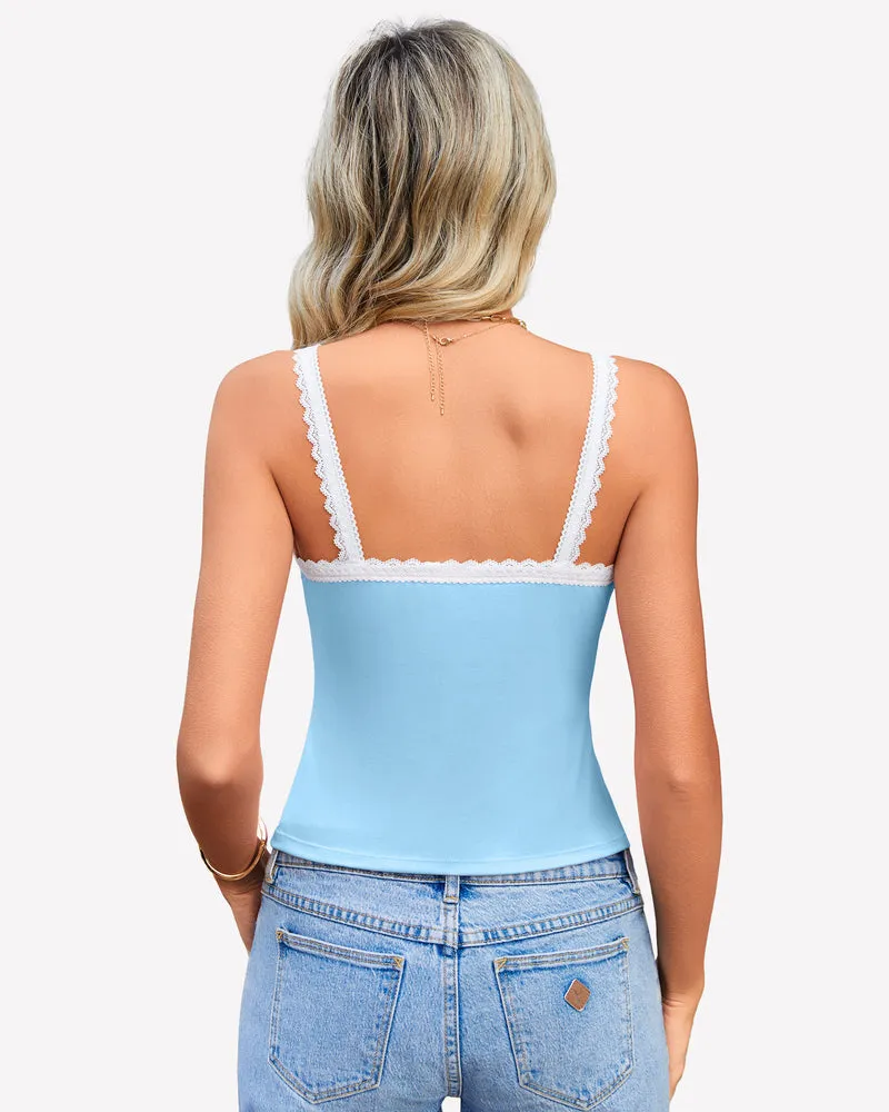 Lace Tank Top Y2k Square Neck Undershirts