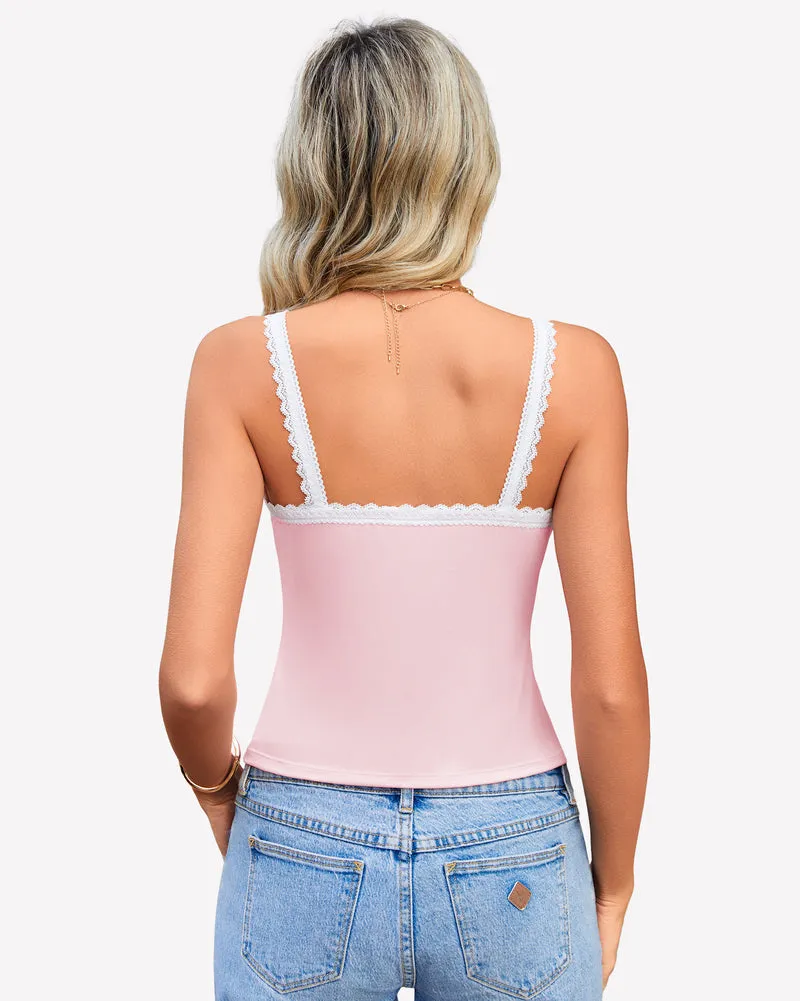 Lace Tank Top Y2k Square Neck Undershirts