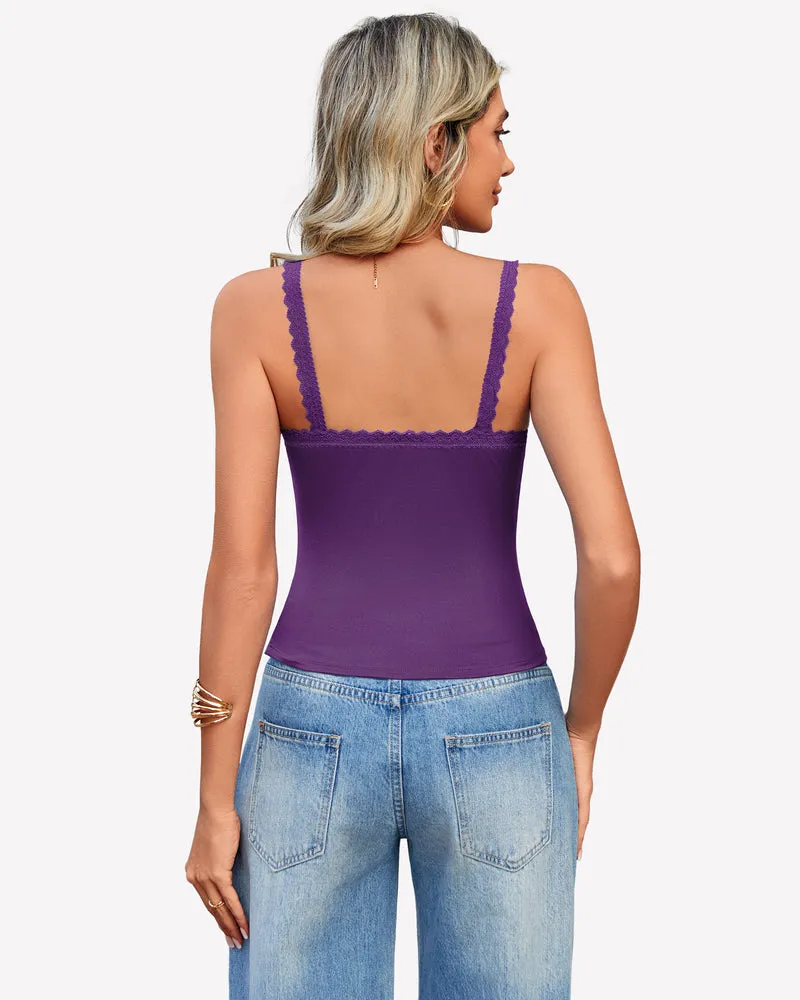 Lace Tank Top Y2k Square Neck Undershirts