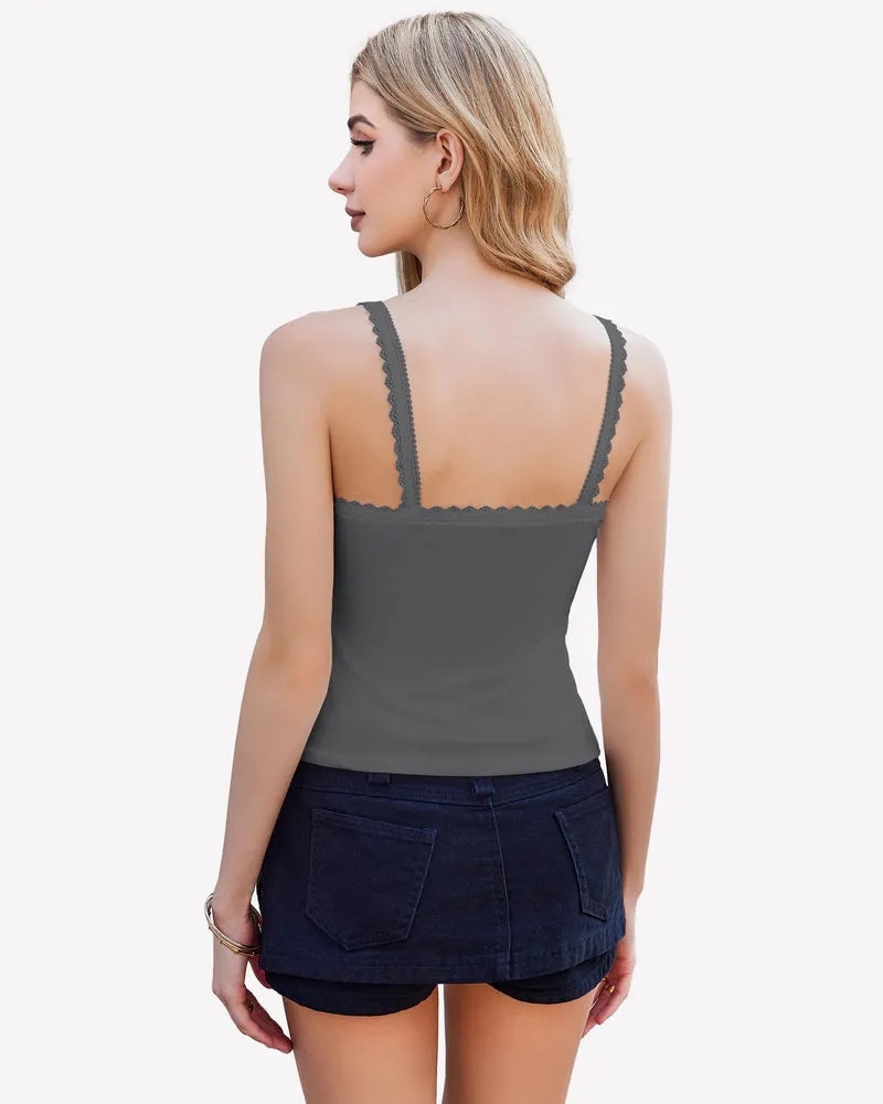 Lace Tank Top Y2k Square Neck Undershirts