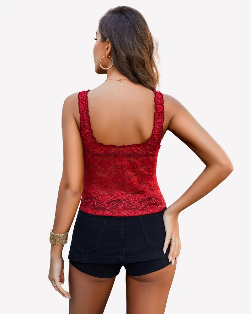 Lace Tops Mesh Crop Tank Tops