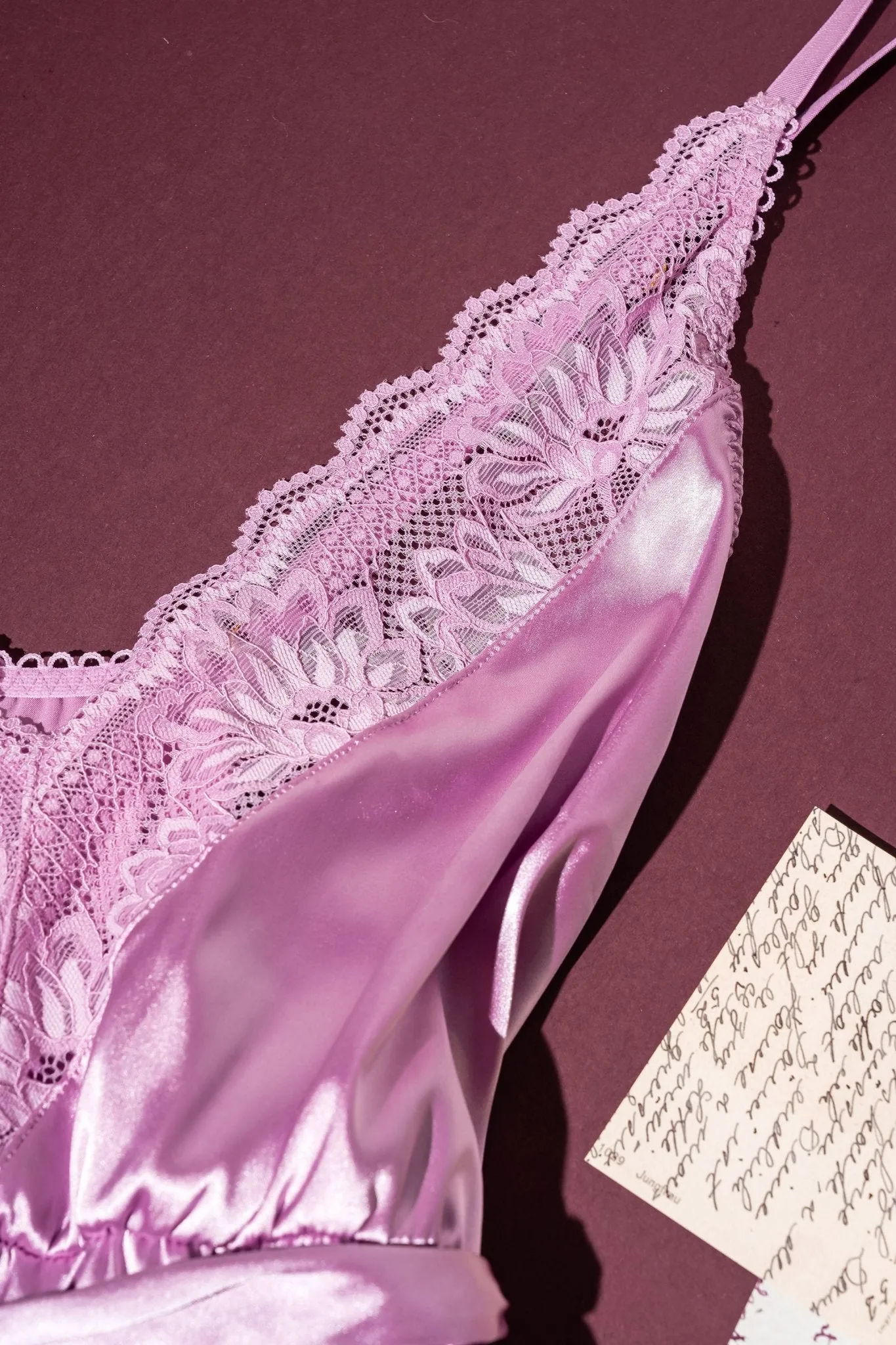 Lacy Satin Bow Romper - Lilac