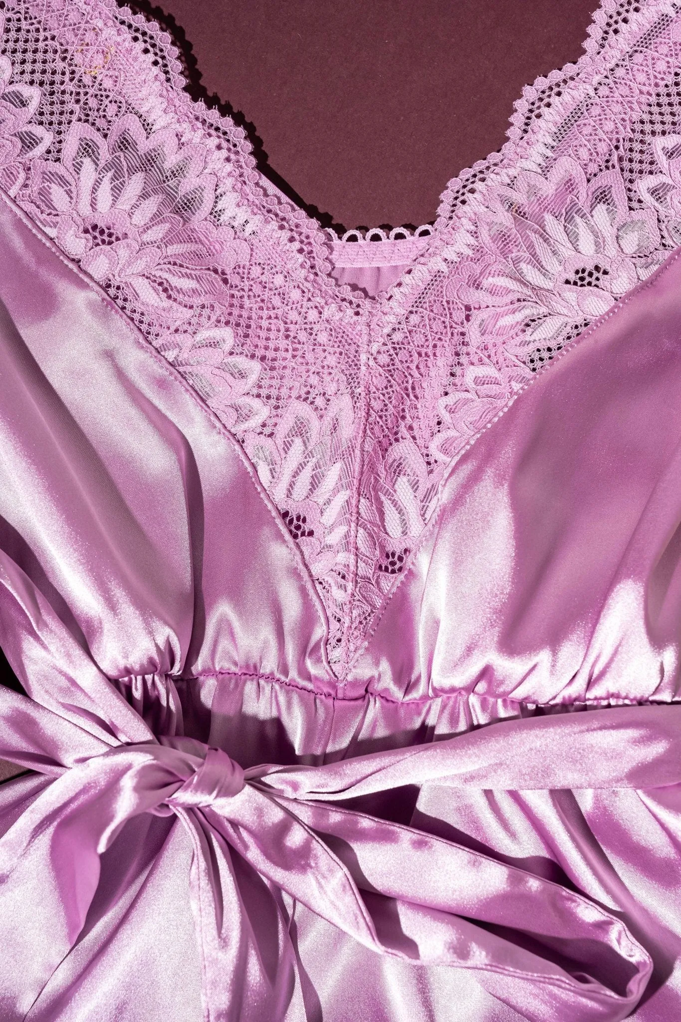 Lacy Satin Bow Romper - Lilac