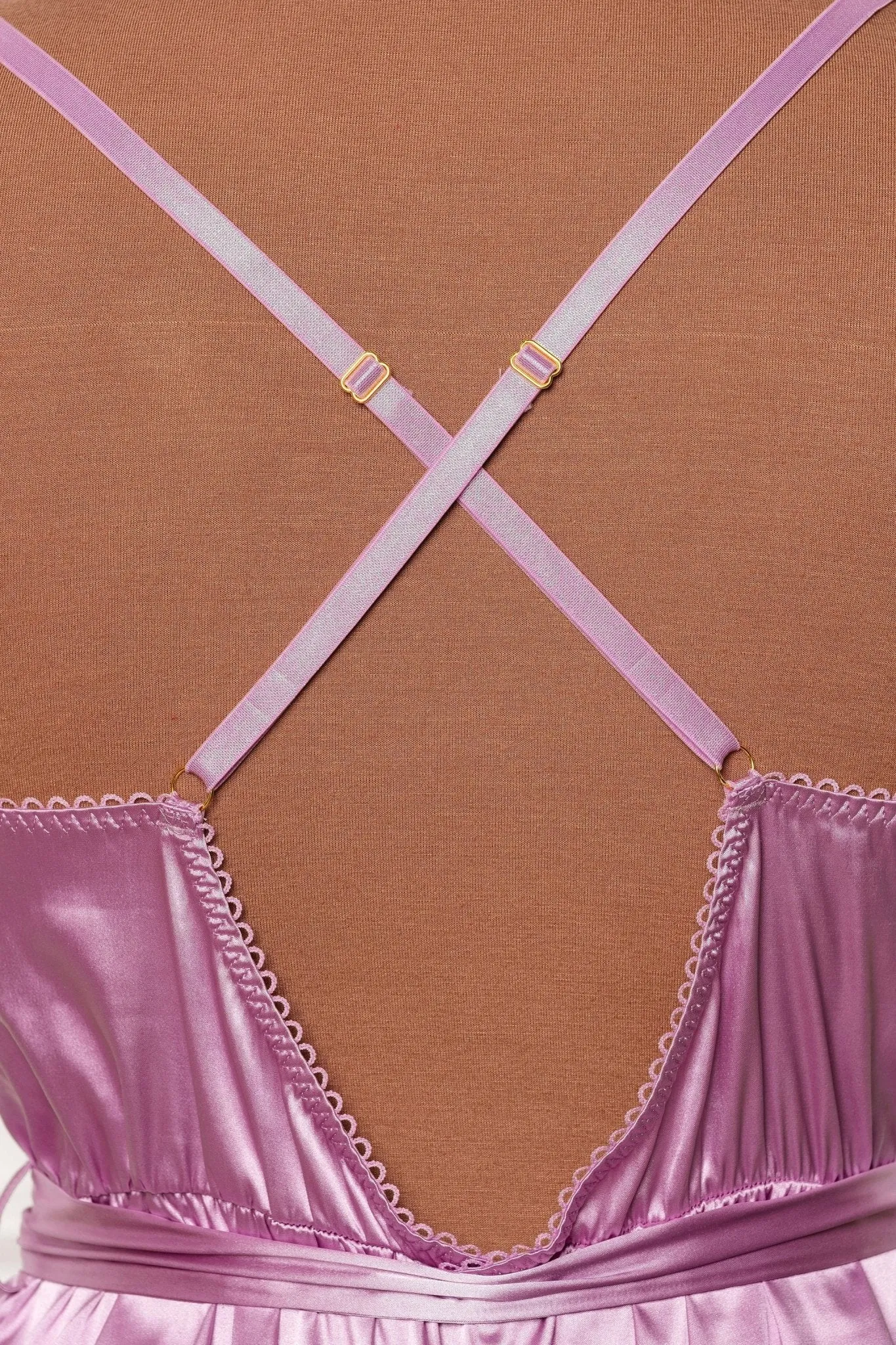 Lacy Satin Bow Romper - Lilac