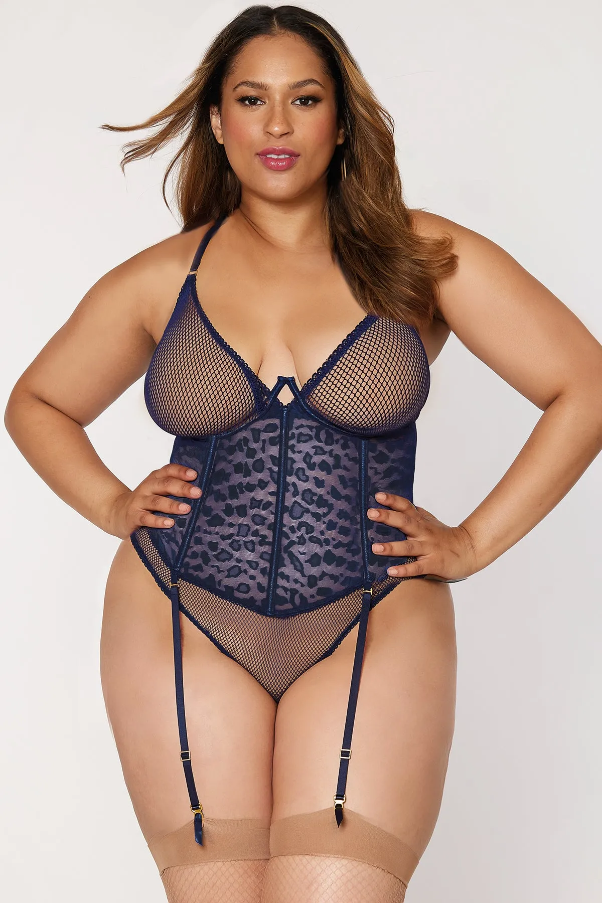 Leopard Fishnet Garter Teddy