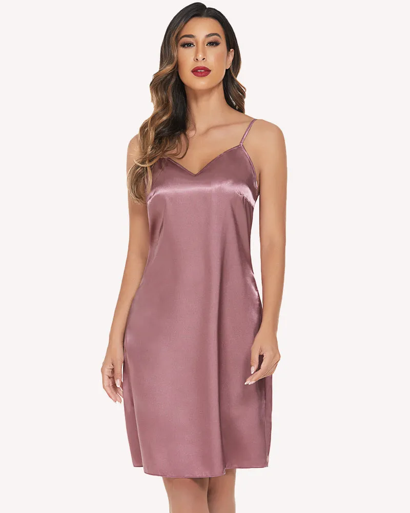 Leopard Print Sleepwear Satin Slip Dress