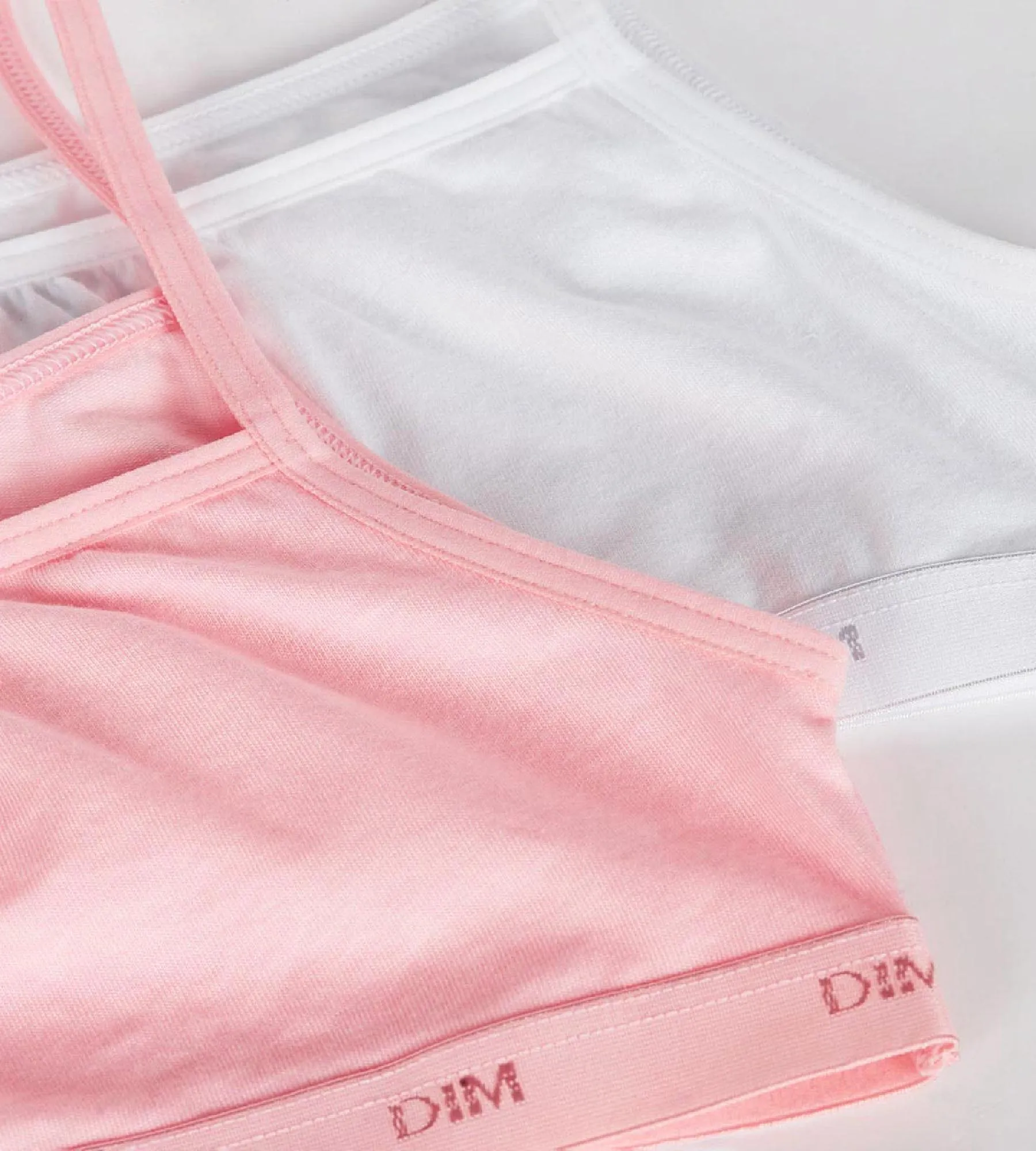 Les Pockets Ecodim Pack of 2 Pink White girls' stretch cotton bras